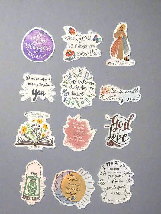Religious Christian Biblical Sayings Stickers Perfect Condition Approx 2" In Size