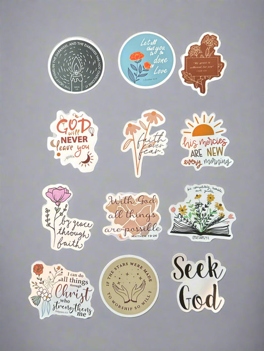 Religious Christian Biblical Sayings Stickers Perfect Condition Approx 2" In Size