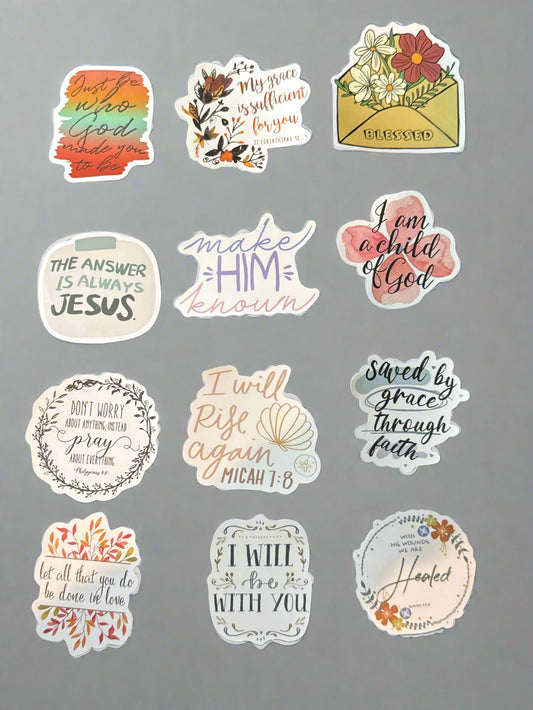 Religious Christian Biblical Sayings Stickers Perfect Condition Approx 2" In Size