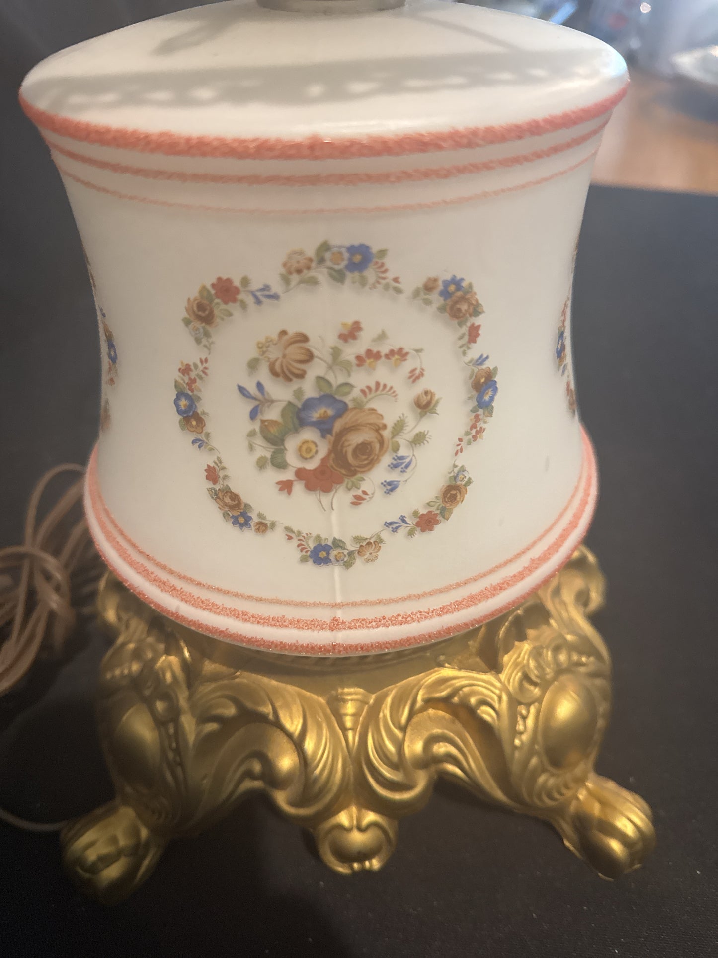 Gone With The Wind Hurricane Lamp Electric Works Vintage Missing Top Glass Piece 21"