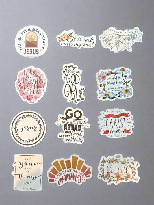 Religious Christian Biblical Sayings Stickers Perfect Condition Approx 2" In Size