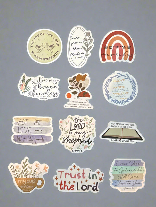 Religious Christian Biblical Sayings Stickers Perfect Condition Approx 2" In Size