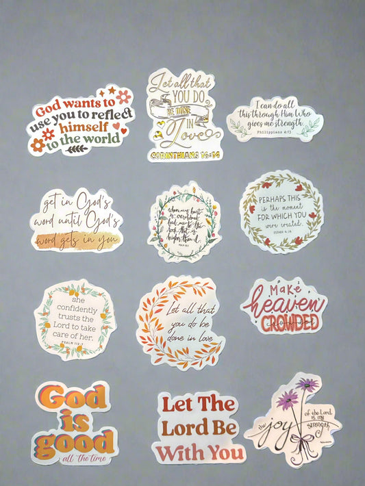 Religious Christian Biblical Sayings Stickers Perfect Condition Approx 2" In Size