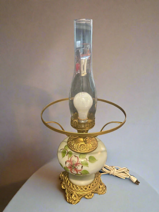 Gone With The Wind Hurricane Lamp Vintage 23" Tall Missing Top Glass Piece