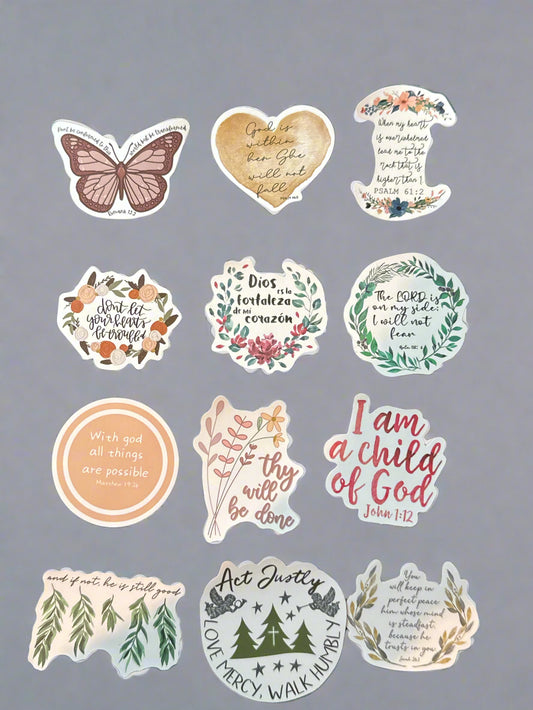 Religious Christian Biblical Sayings Stickers Perfect Condition Approx 2" In Size