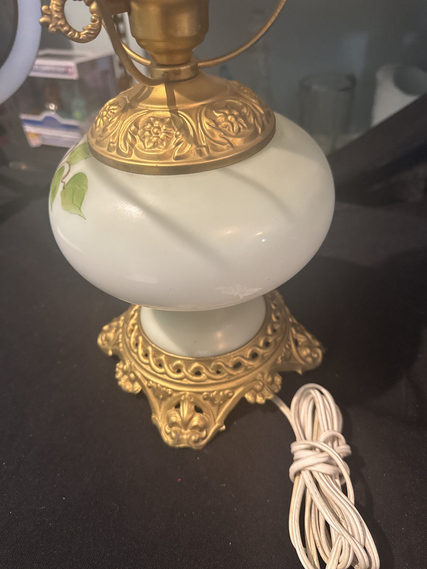 Gone With The Wind Hurricane Lamp Vintage 23" Tall Missing Top Glass Piece