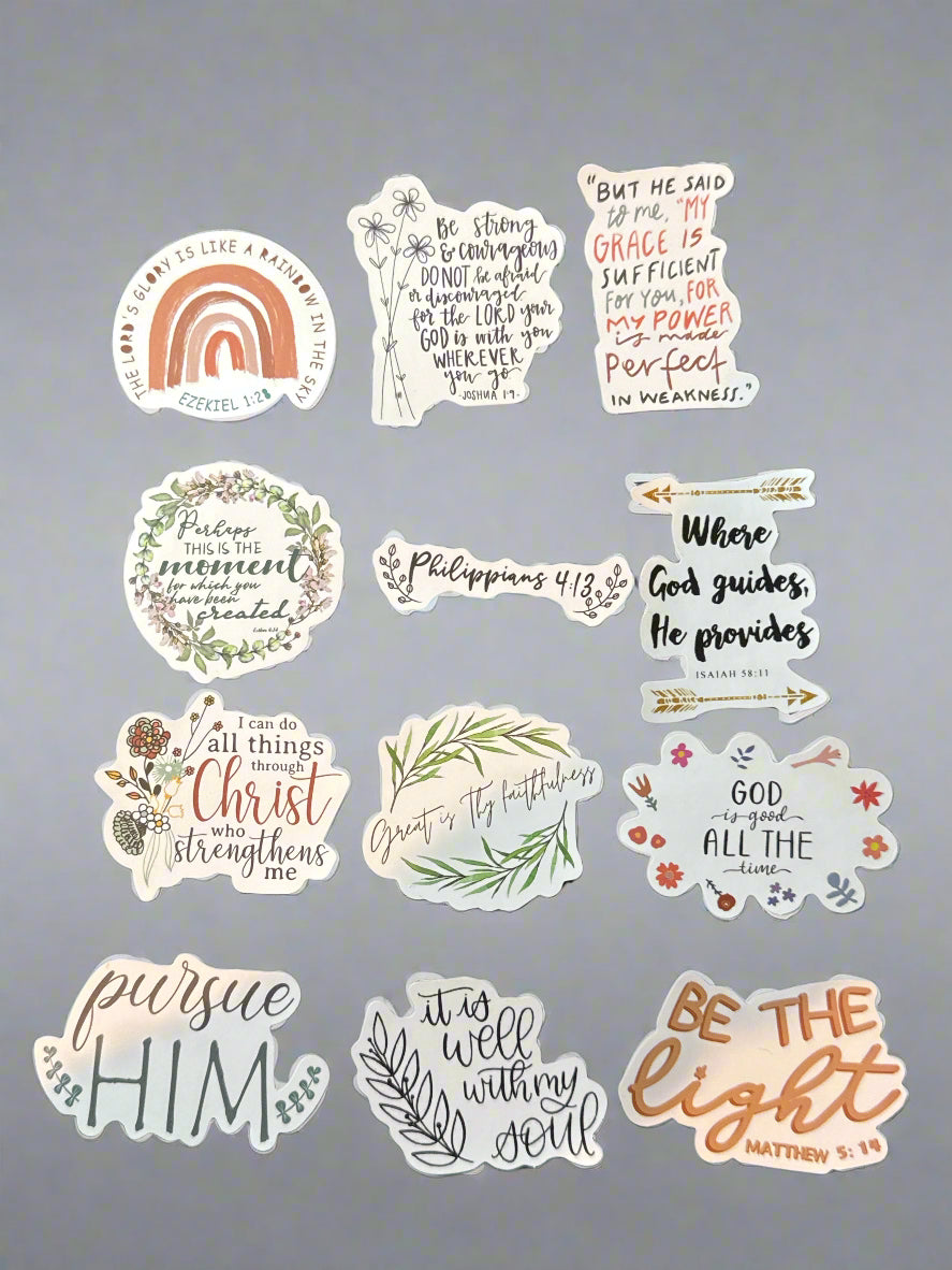 Religious Christian Biblical Sayings Stickers Perfect Condition Approx 2" In Size