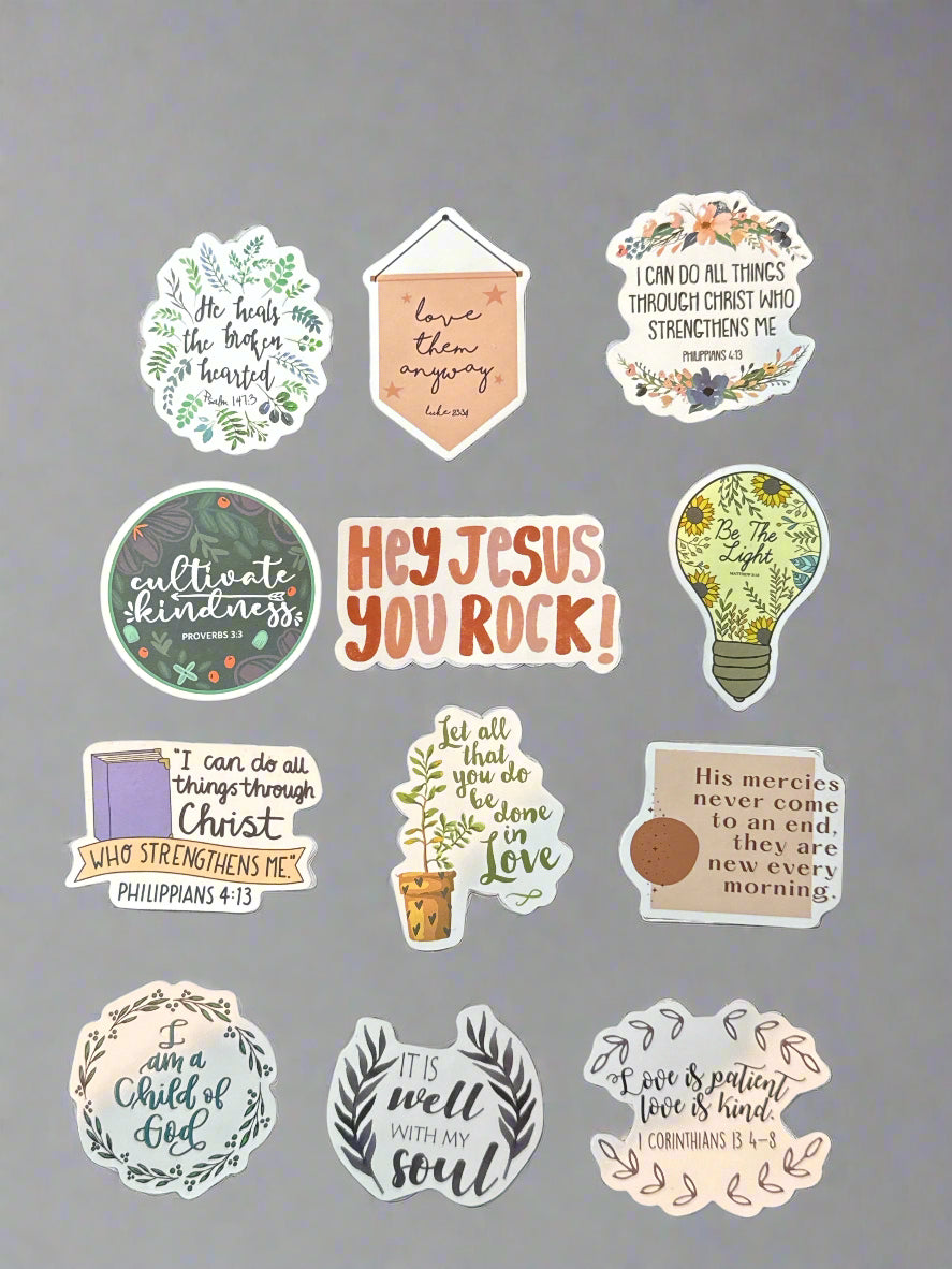 Religious Christian Biblical Sayings Stickers Perfect Condition Approx 2" In Size
