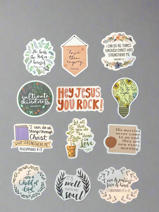 Religious Christian Biblical Sayings Stickers Perfect Condition Approx 2" In Size