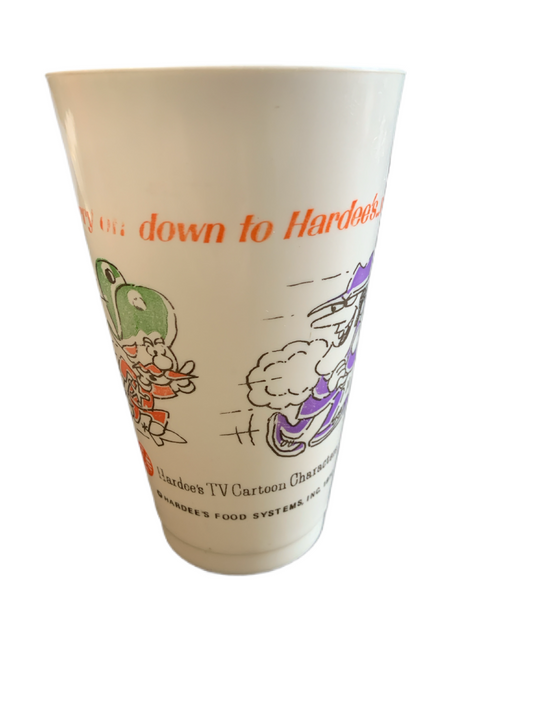 Hardees 1970 Promo Drink Cup Vintage Speedy McGreedy and Gilbert Giddy Soda Cup