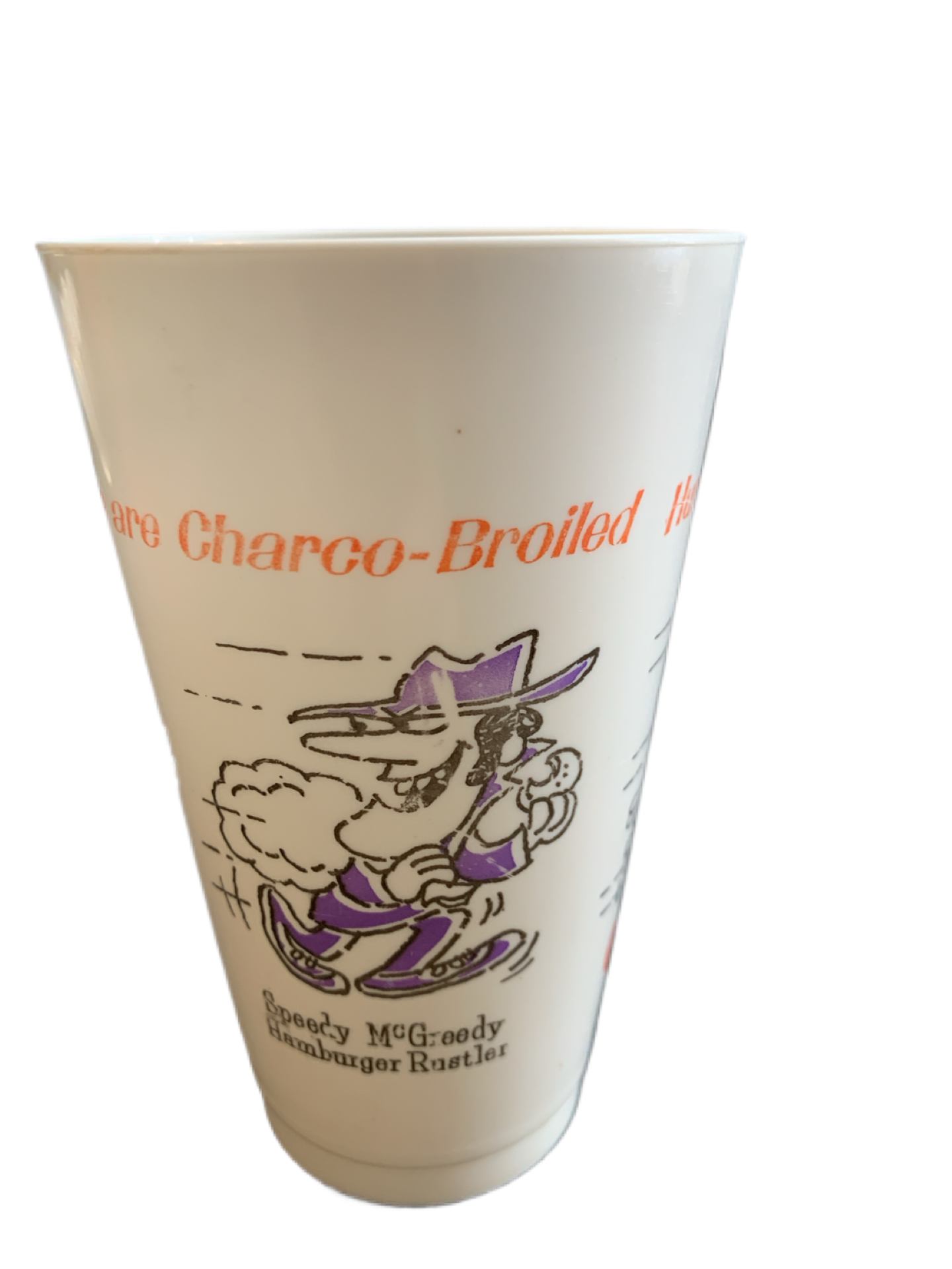 Hardees 1970 Promo Drink Cup Vintage Speedy McGreedy and Gilbert Giddy Soda Cup