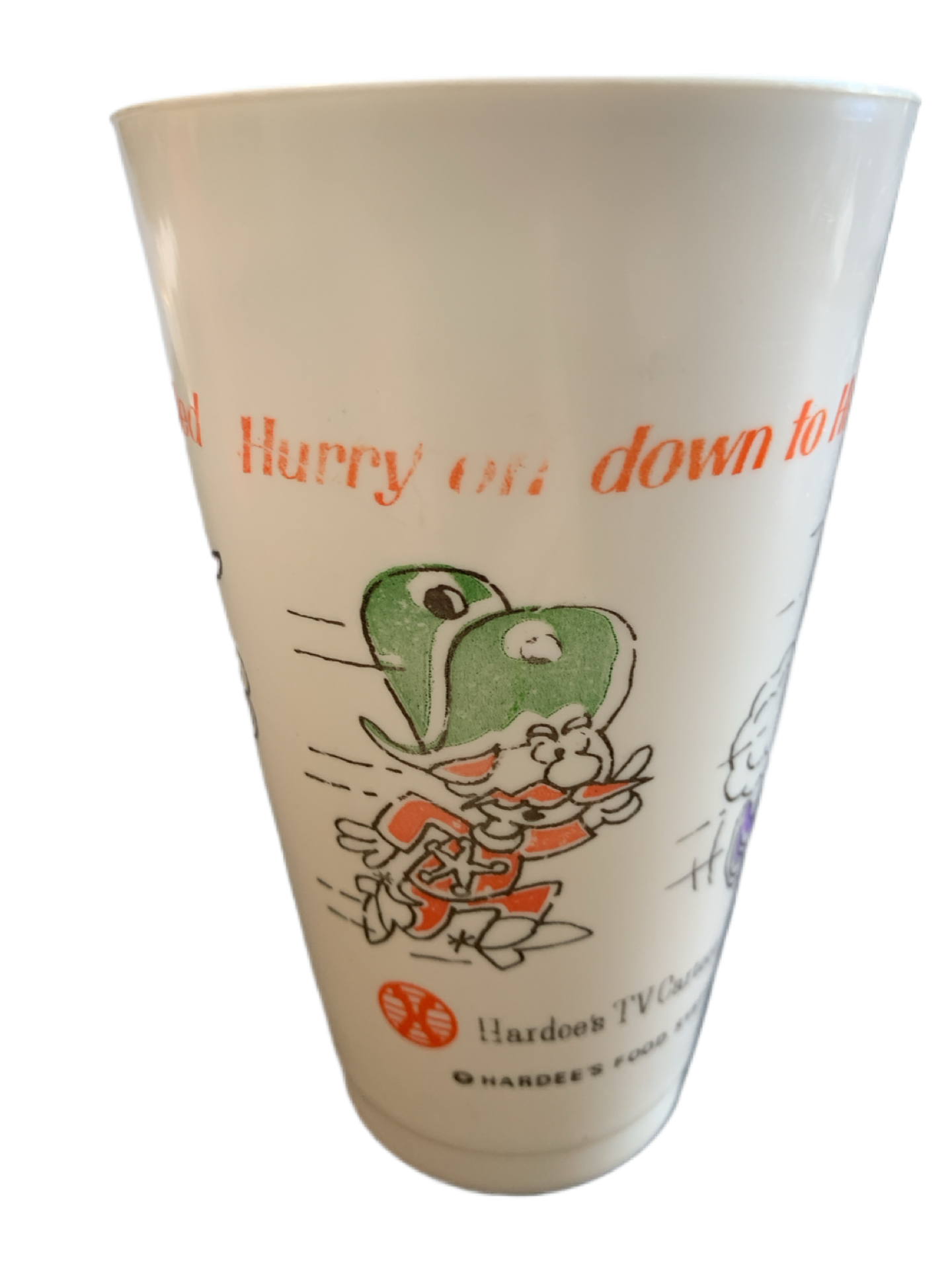 Hardees 1970 Promo Drink Cup Vintage Speedy McGreedy and Gilbert Giddy Soda Cup