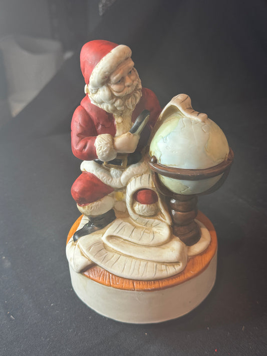 Wind Up Santa Clause Christmas Around the World Music Box - Plays Santa Coming To Town Slowly