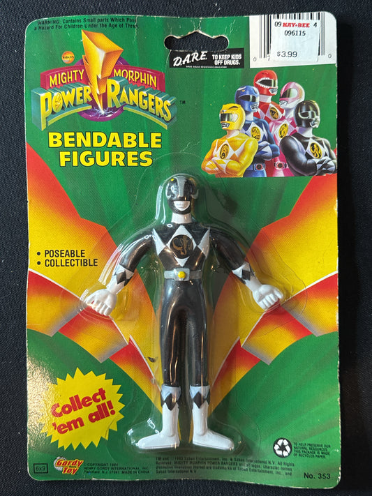 Mighty Morphin Power Rangers Black Ranger Bendable Figure New in Box 5" Tall