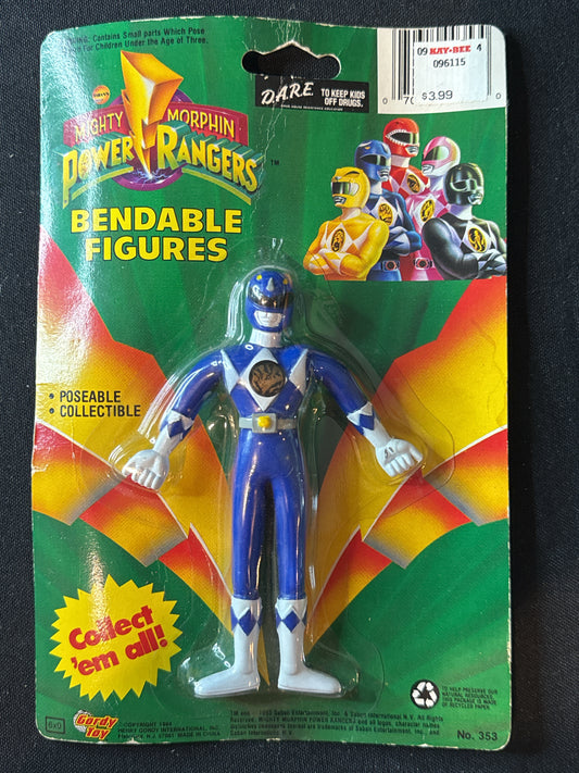 Mighty Morphin Power Rangers Blue Ranger Bendable Figure New in Box 5" Tall