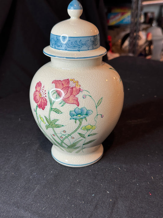 Vintage Andrea by Sadek Floral Ginger Jar 9" Tall Signed #6609