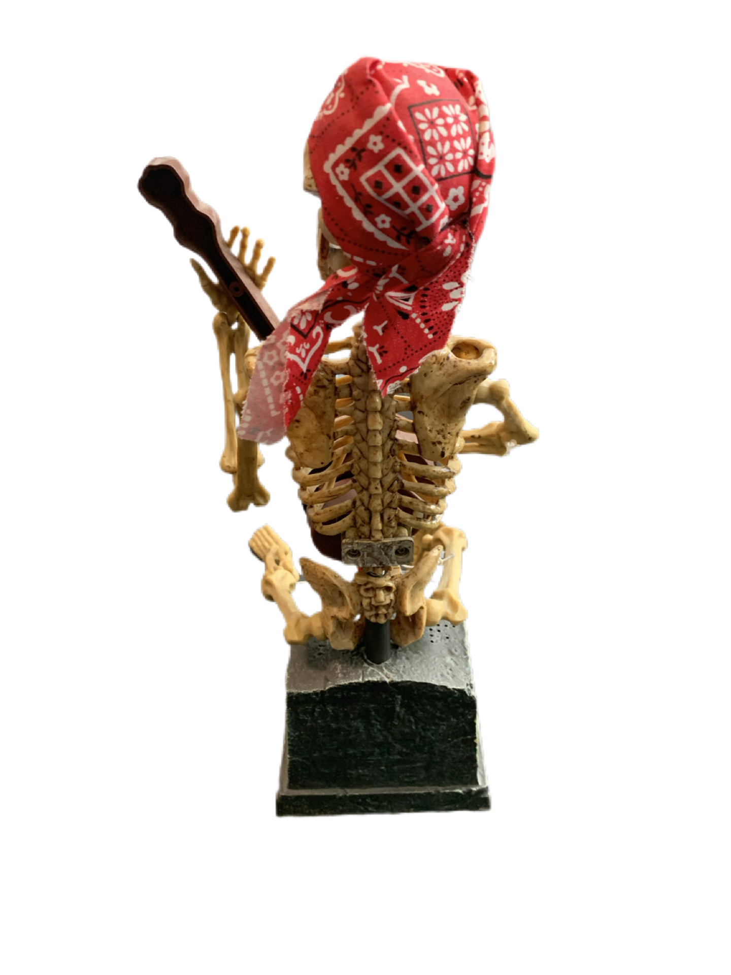 Halloween Skeleton Animated Sitting on Tombstone Plays Dueling Banjos Twists Body