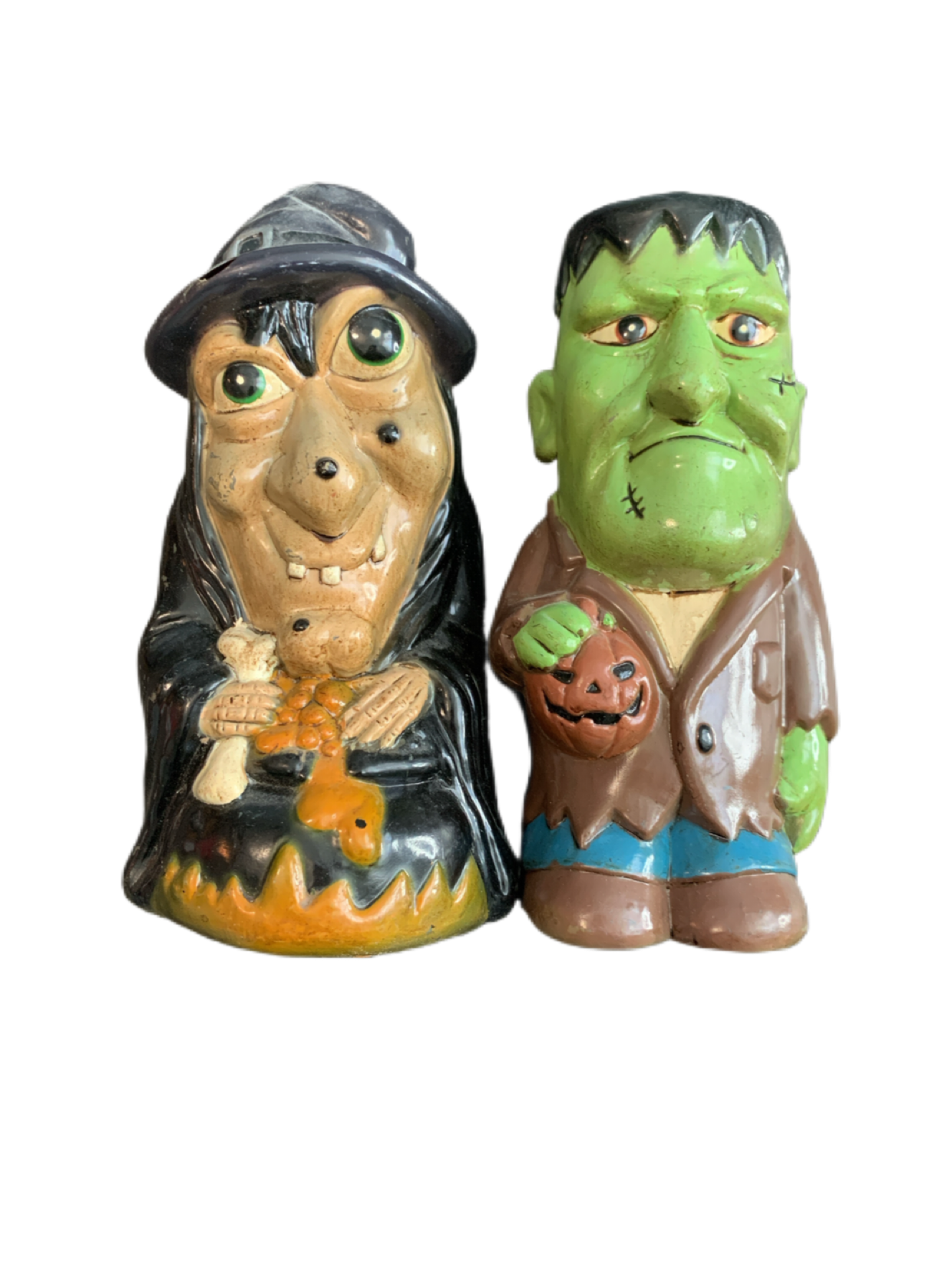 Halloween Dynagood 9" Witch and Frankenstein Blow Molds 2001