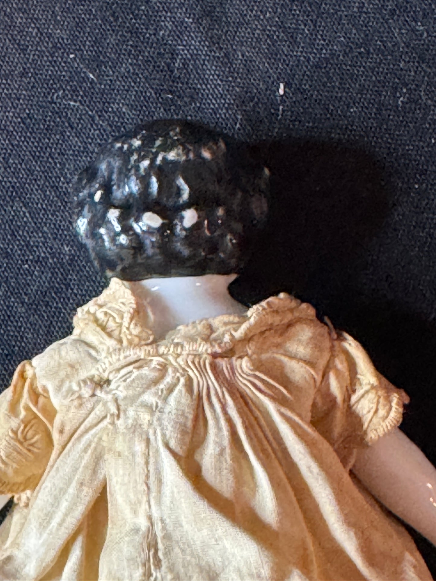 Antique 1800's Germany China Head Hands Legs Silk & Lace Dress 10" Tall Doll