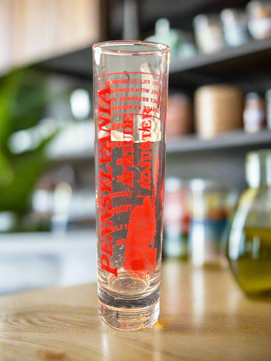 Pennsylvania Novelty Shot Glass 7.5" Tall Rare Collectible Fill To Problem Level