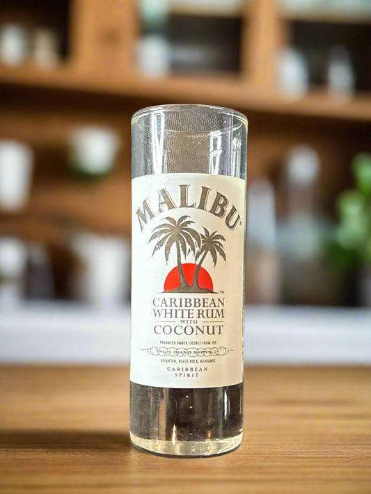 Malibu Caribbean White Rum Shot Glass 4.25" Tall Collectible