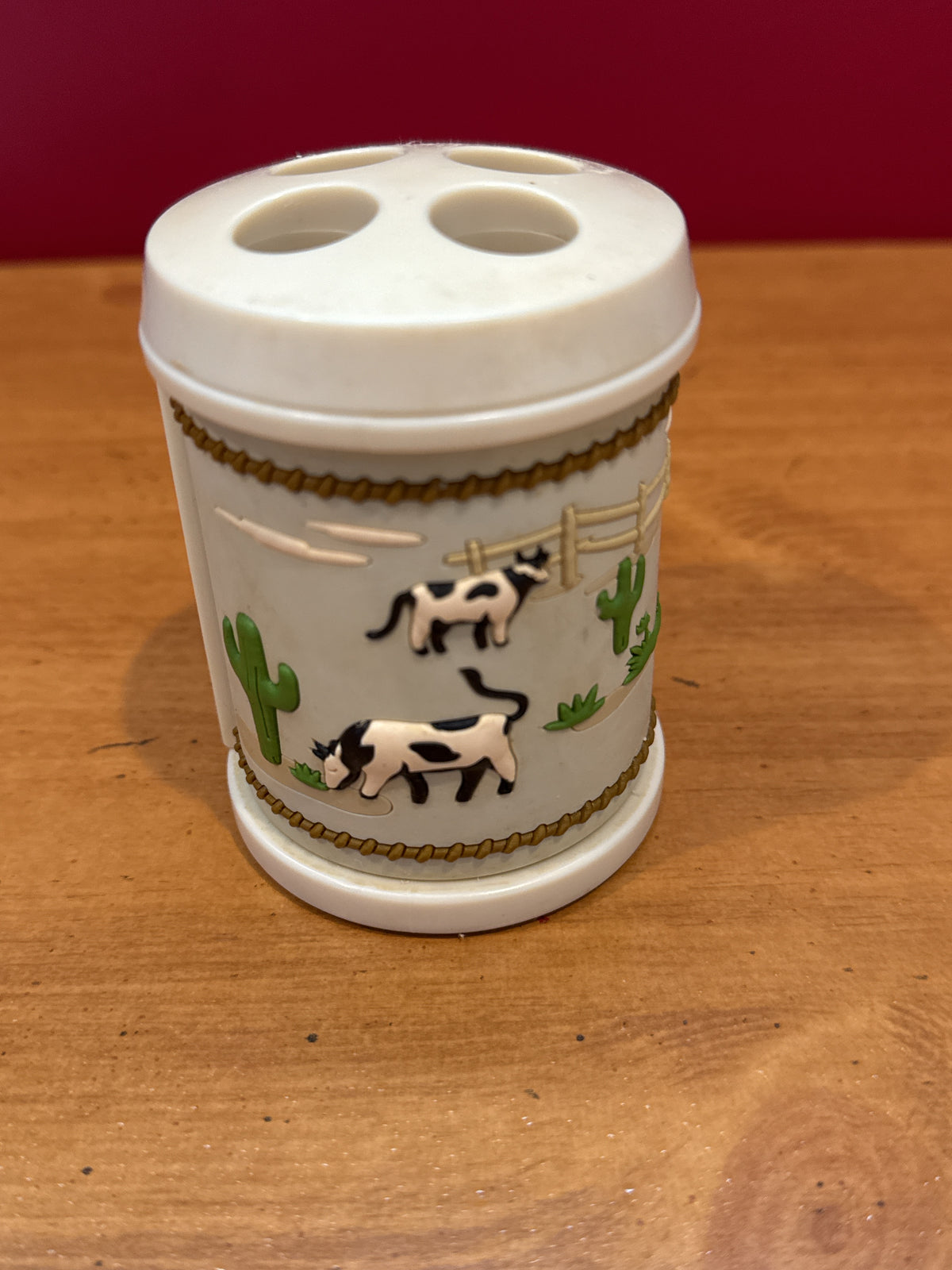 Vintage Disney Mickey Mouse Lil Buckaroo Toothbrush Holder Best of the West 3.5" Tall