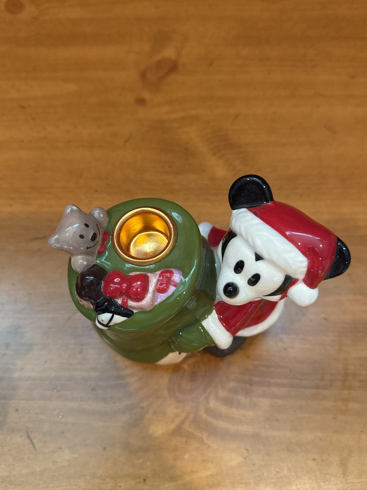 Disney Santa Mickey Mouse Candle Holders Pair 4.25" Tall