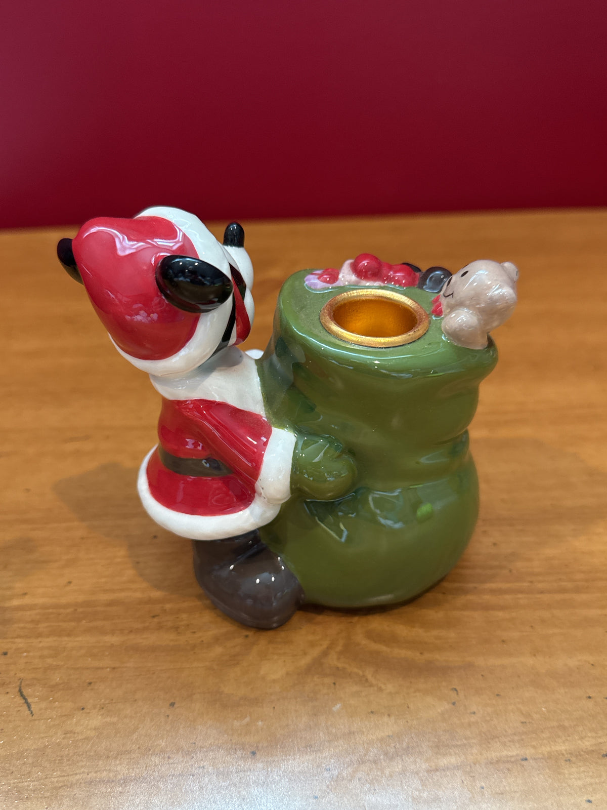 Disney Santa Mickey Mouse Candle Holders Pair 4.25" Tall