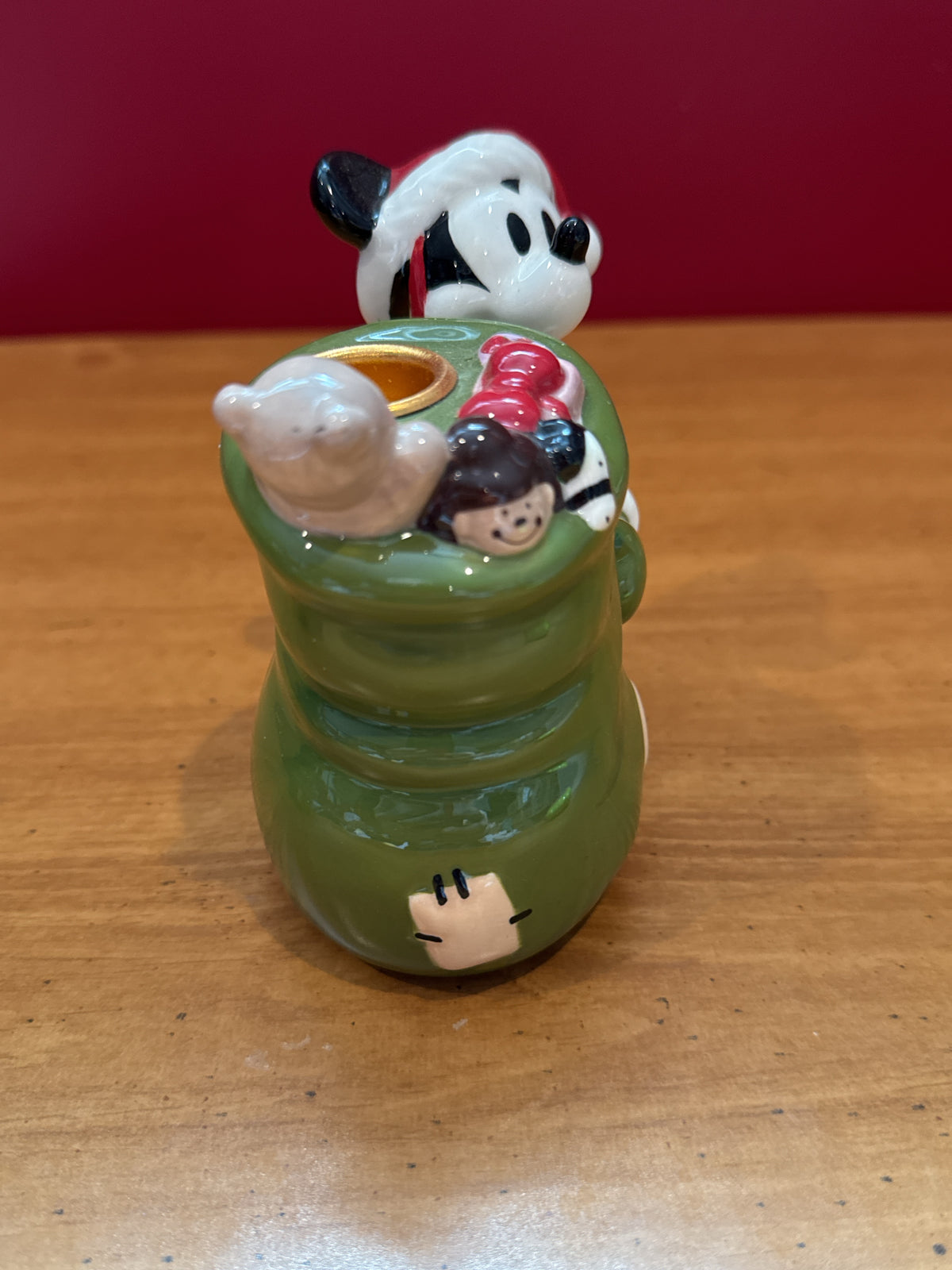 Disney Santa Mickey Mouse Candle Holders Pair 4.25" Tall