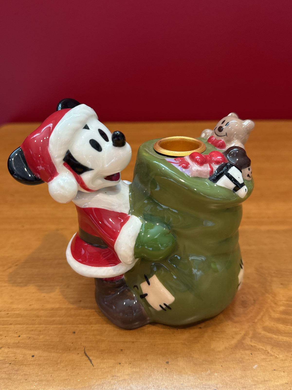 Disney Santa Mickey Mouse Candle Holders Pair 4.25" Tall