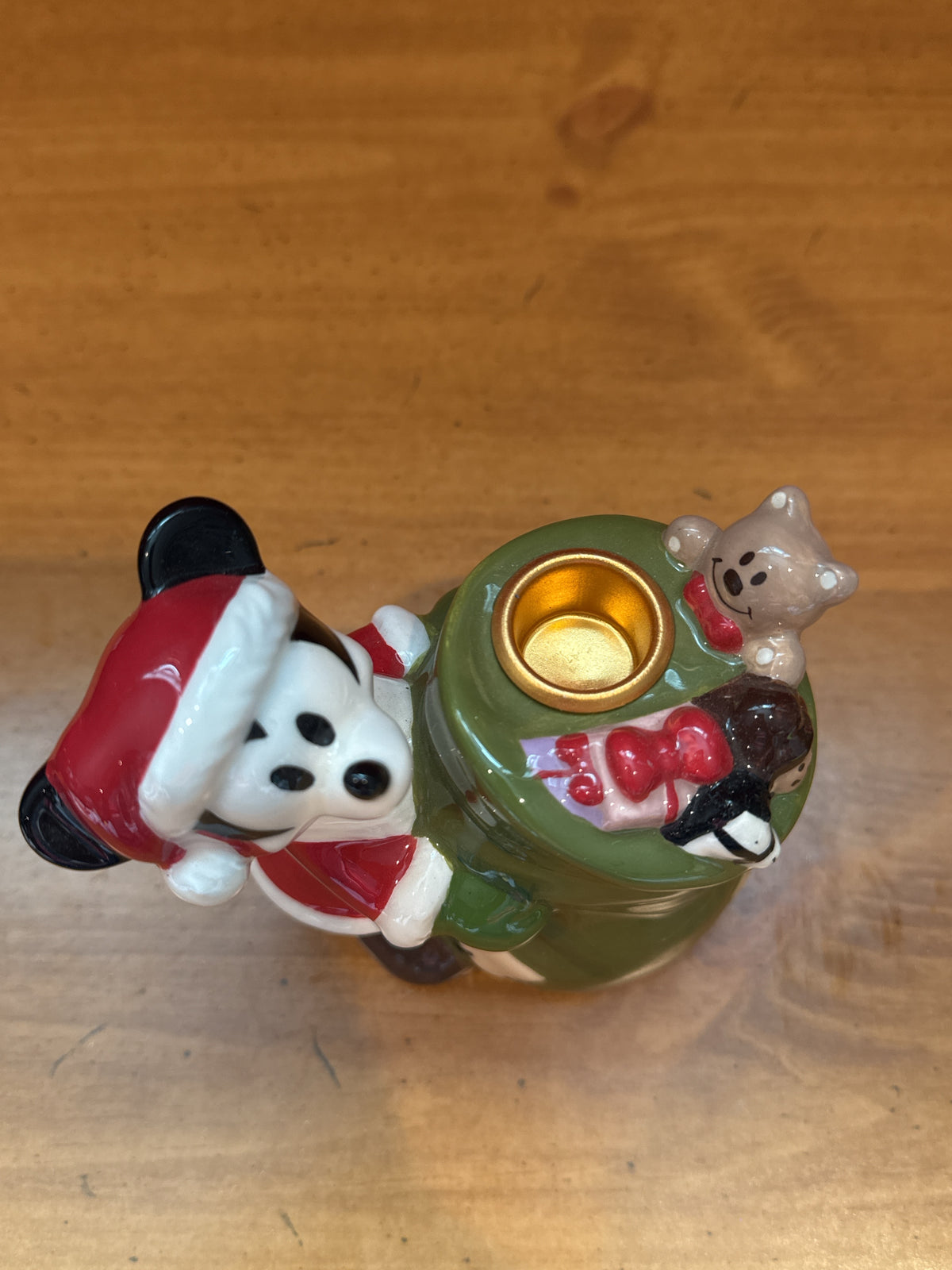 Disney Santa Mickey Mouse Candle Holders Pair 4.25" Tall