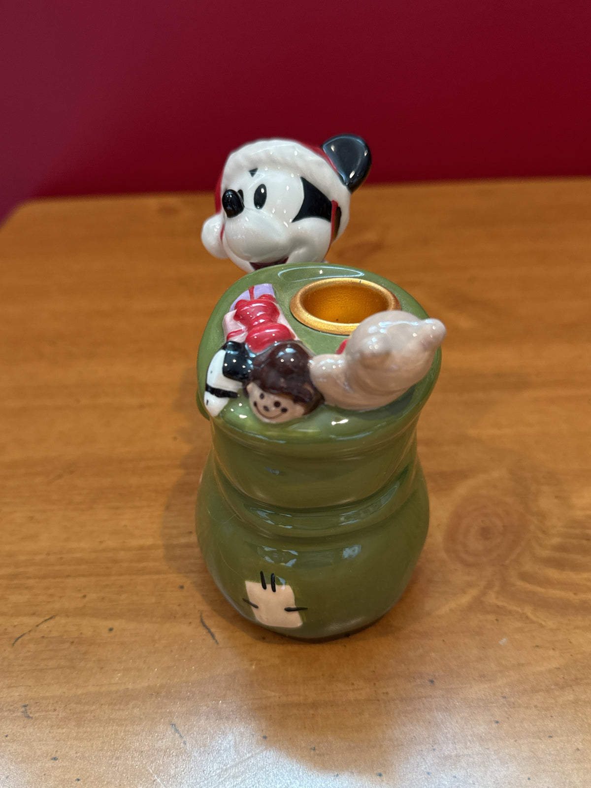 Disney Santa Mickey Mouse Candle Holders Pair 4.25" Tall