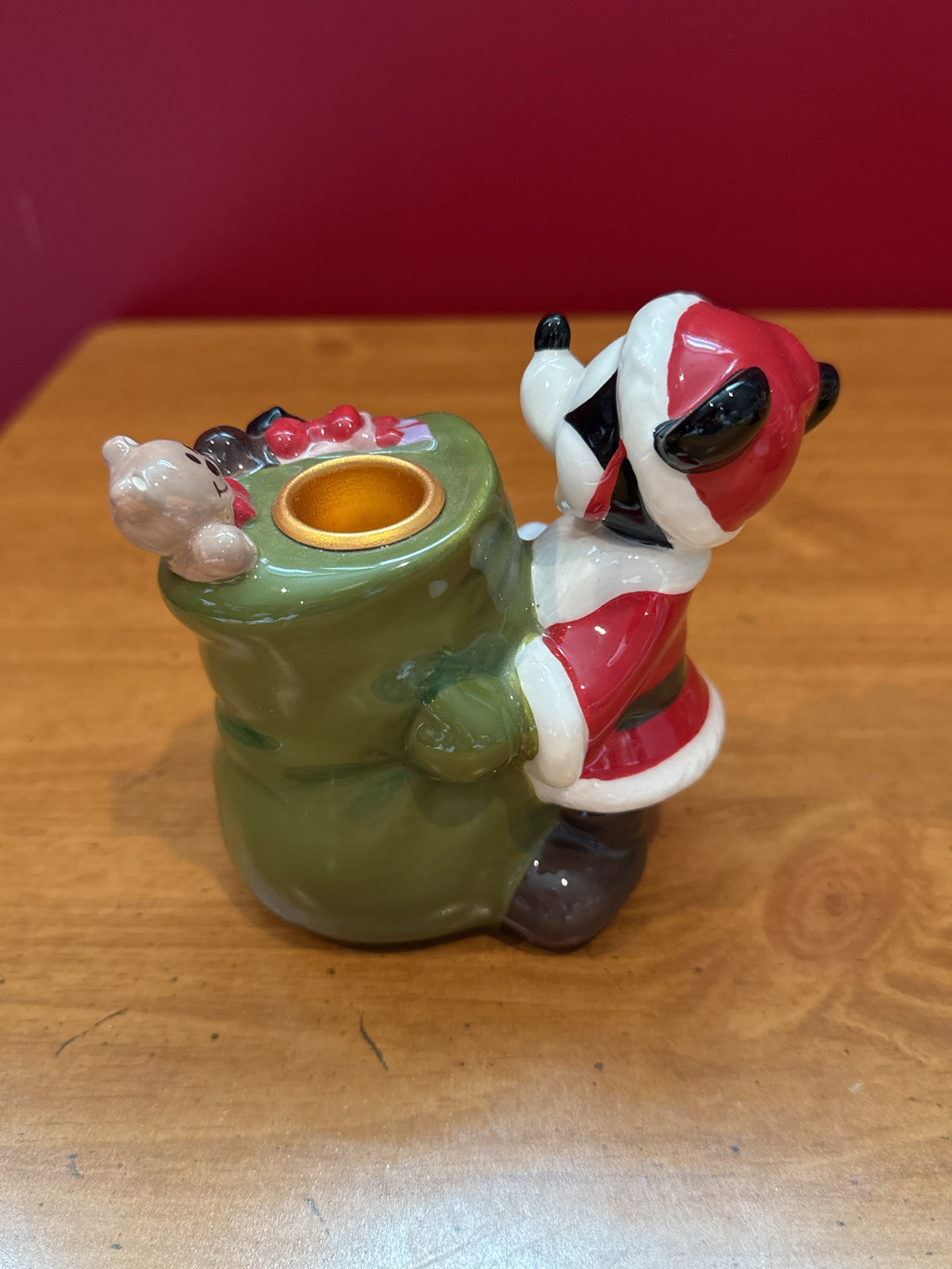Disney Santa Mickey Mouse Candle Holders Pair 4.25" Tall