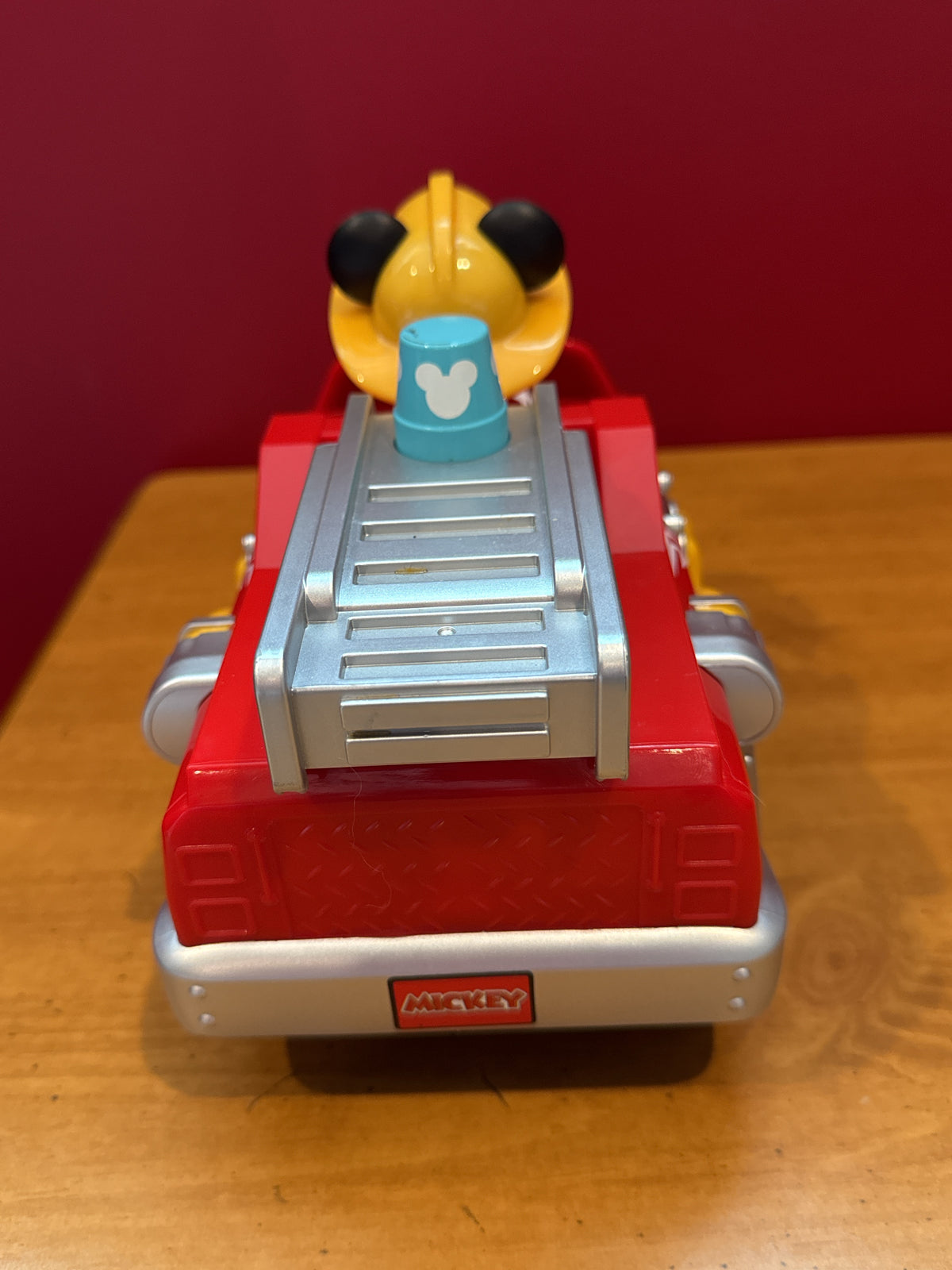 Mickey Mouse Remote Control Fire Truck Works Great 9" x 7"