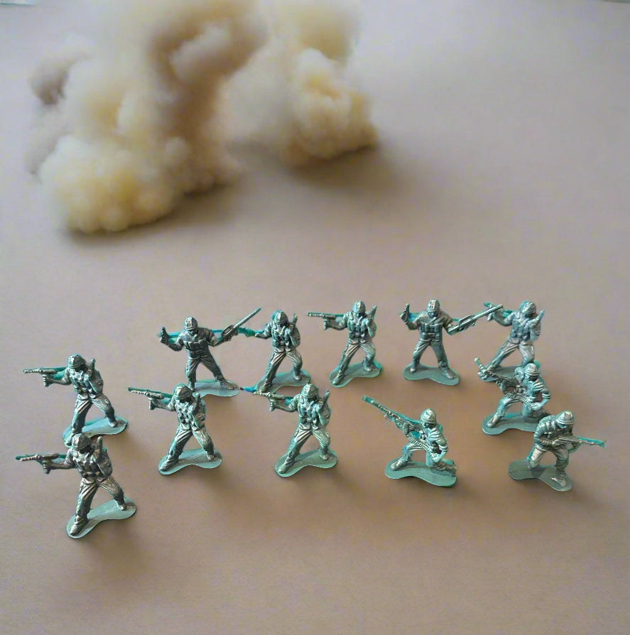 MPC Plastic Toy Soldiers (12) Blue Green Color 1-2" Tall
