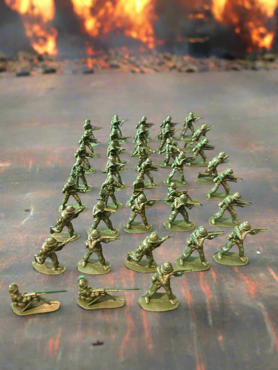 MPC Plastic Toy Soldiers (38) pieces Different Poses Green Color 1-2" Tall