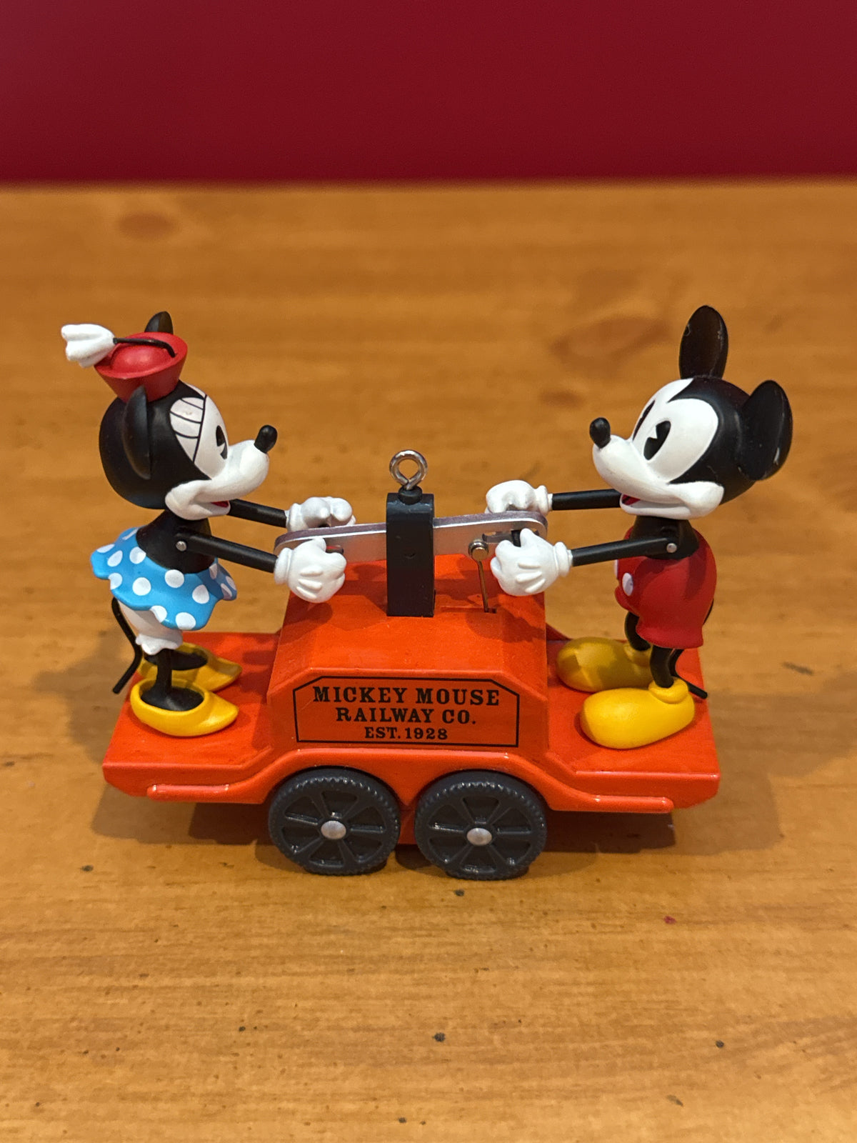 Hallmark Riding The Rails Mickey and Minnie Mouse Christmas Ornament Limited Quantity 3" Tall