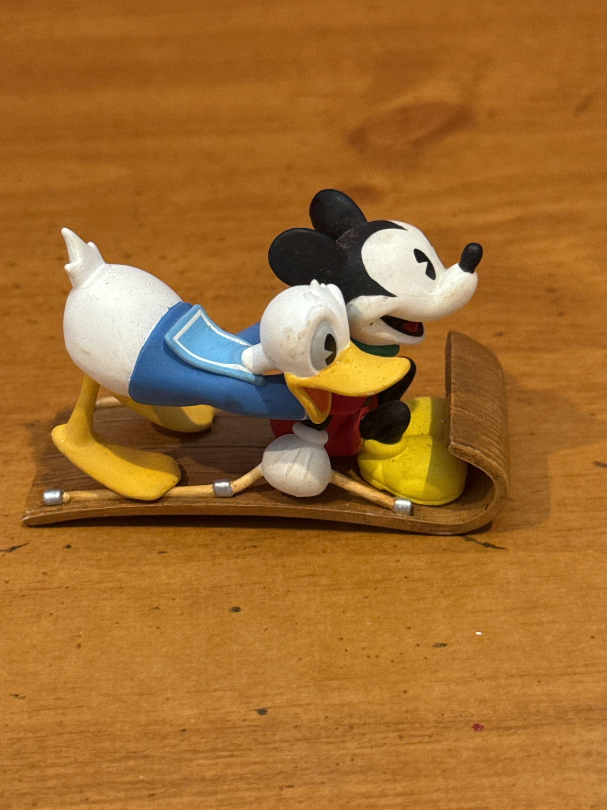 Donald Duck and Mickey Mouse Disney Toboggan Christmas Ornament 1998 3" Long