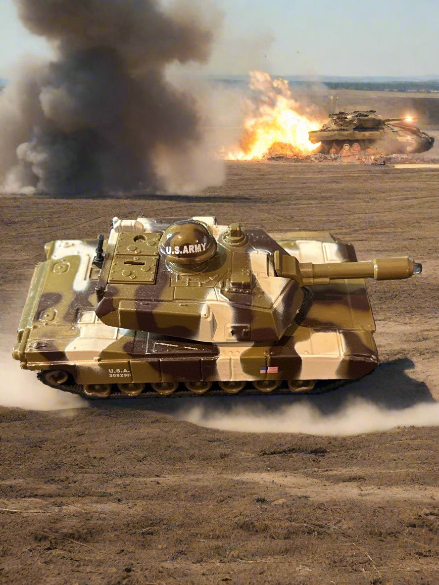 Plastic 5" Army Toy Tank Pull Back Action Works and Push Helmet Makes Gun Sounds Works
