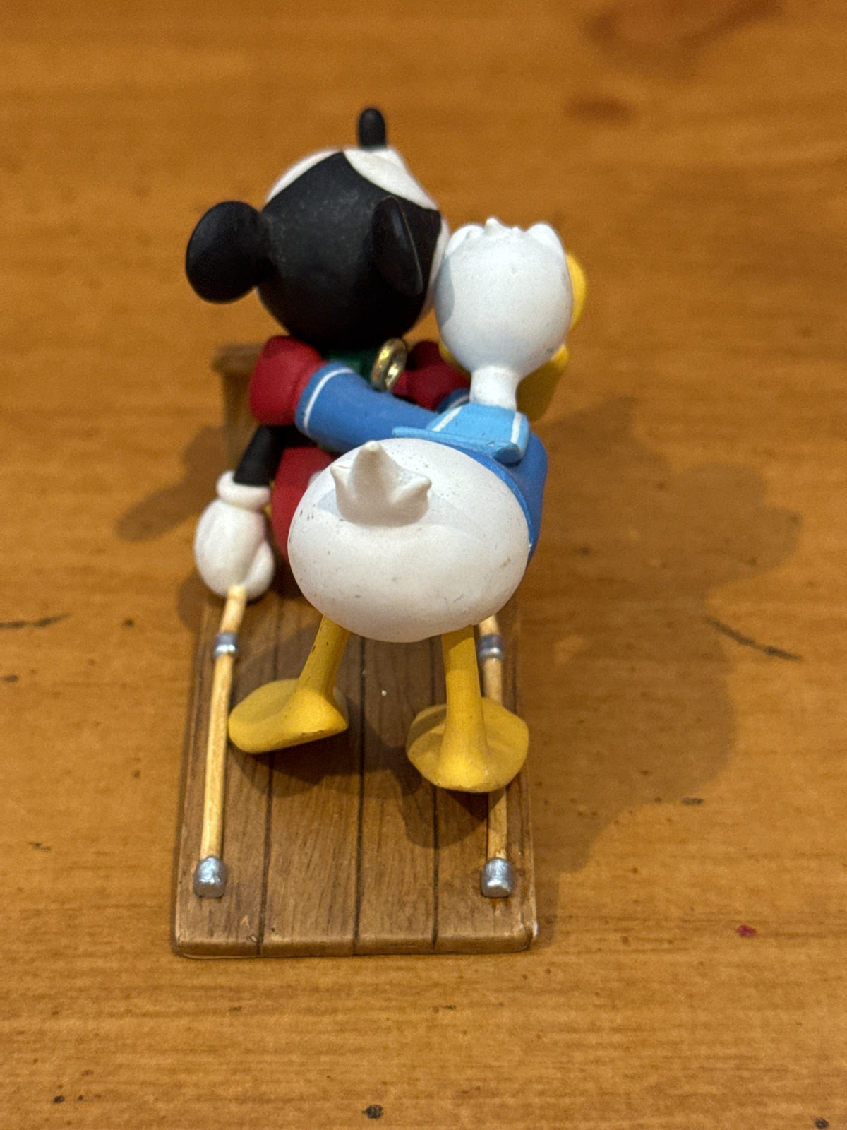 Donald Duck and Mickey Mouse Disney Toboggan Christmas Ornament 1998 3" Long