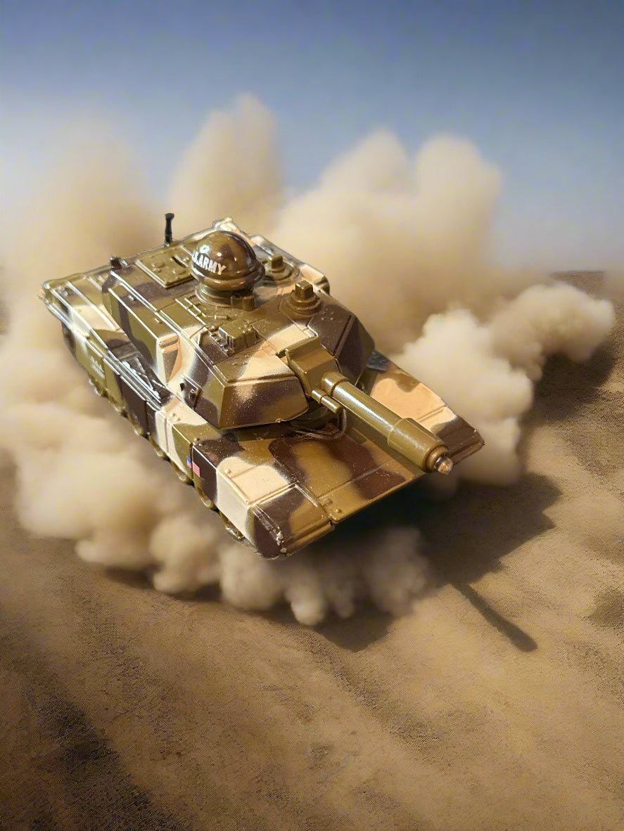 Plastic 5" Army Toy Tank Pull Back Action Works and Push Helmet Makes Gun Sounds Works