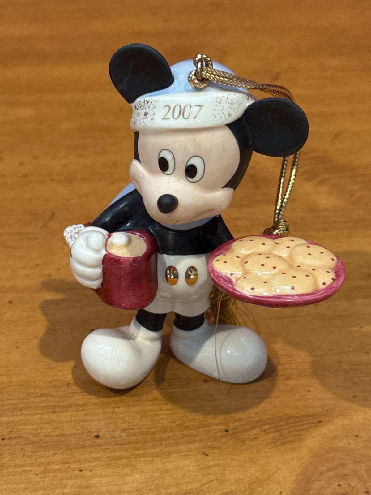 Disney 2007 Lenox Mickey's Christmas Treats Porcelain Christmas Ornament 3.5" Tall