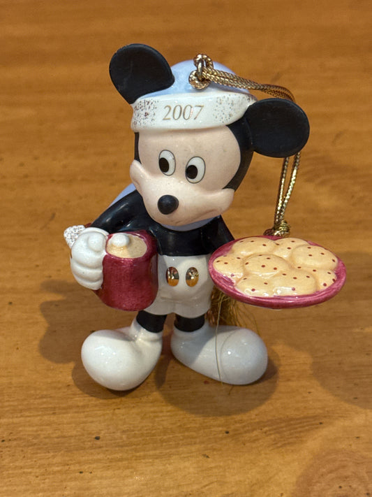 Disney 2007 Lenox Mickey's Christmas Treats Porcelain Christmas Ornament 3.5" Tall