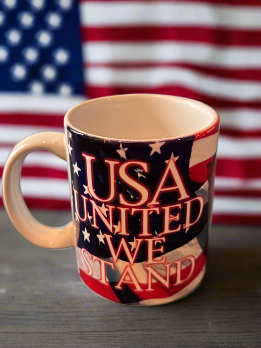 USA United We Stand Declaration of Independence Coffee Cup Mug 4" Tall