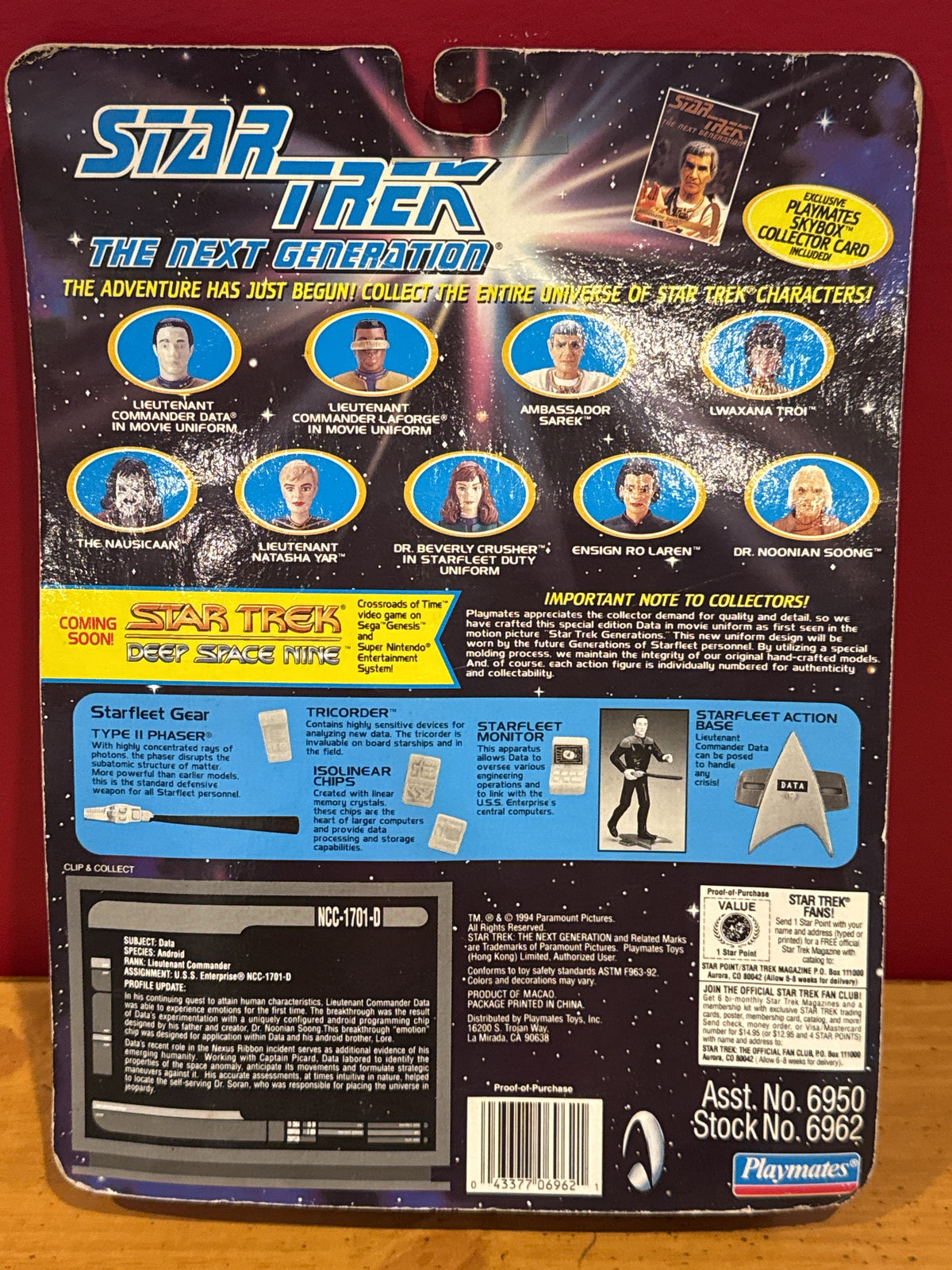 Star Trek The Next Generation Data Action Figure 4.5" Tall in Movie Uniform New in Box