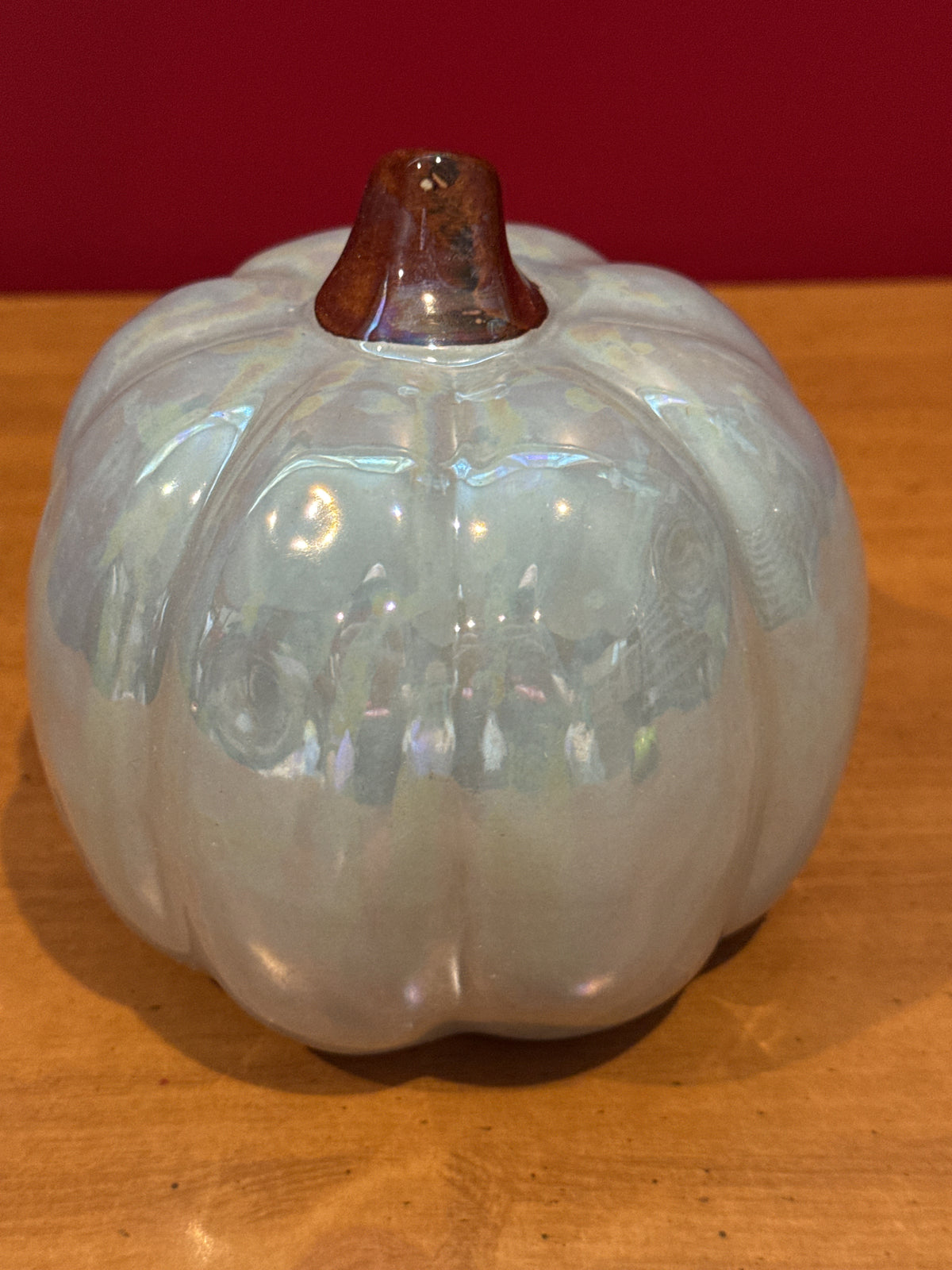Iridescent Ceramic Pumpkin Home Decor 5" Tall