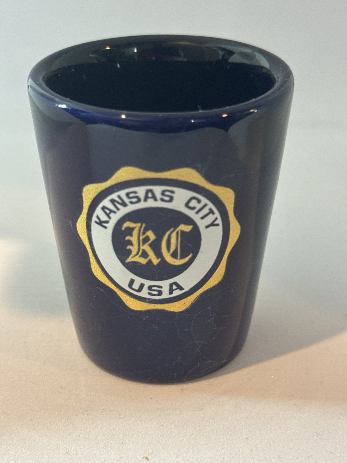 Kansas City KC USA Blue Shot Glass 2.25" Tall