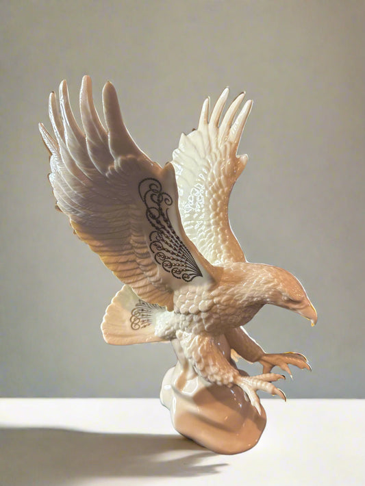 Lenox China Jewels Collection Statement Eagle Large Porcelain Ivory Gold Small Chip