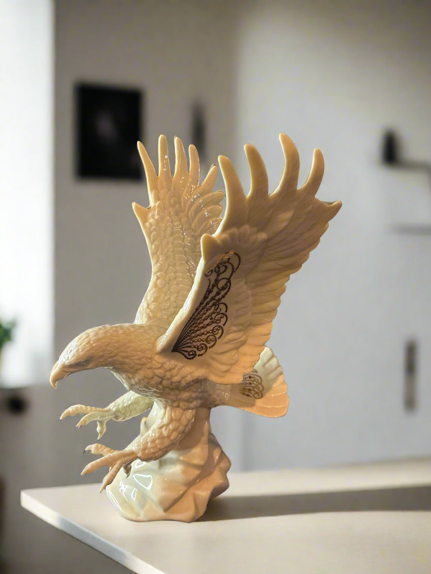 Lenox China Jewels Collection Statement Eagle Large Porcelain Ivory Gold Small Chip
