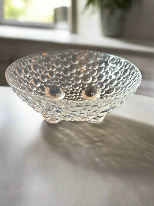 Glass Bubble Dessert/Sauce Bowl 4 3/8" Wide x 1.75" Tall Footed